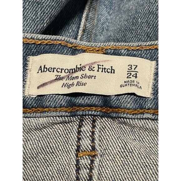 Abercrombie & Fitch The Mom Short High Rise Distressed Denim 24W Light Blue - Picture 9 of 10